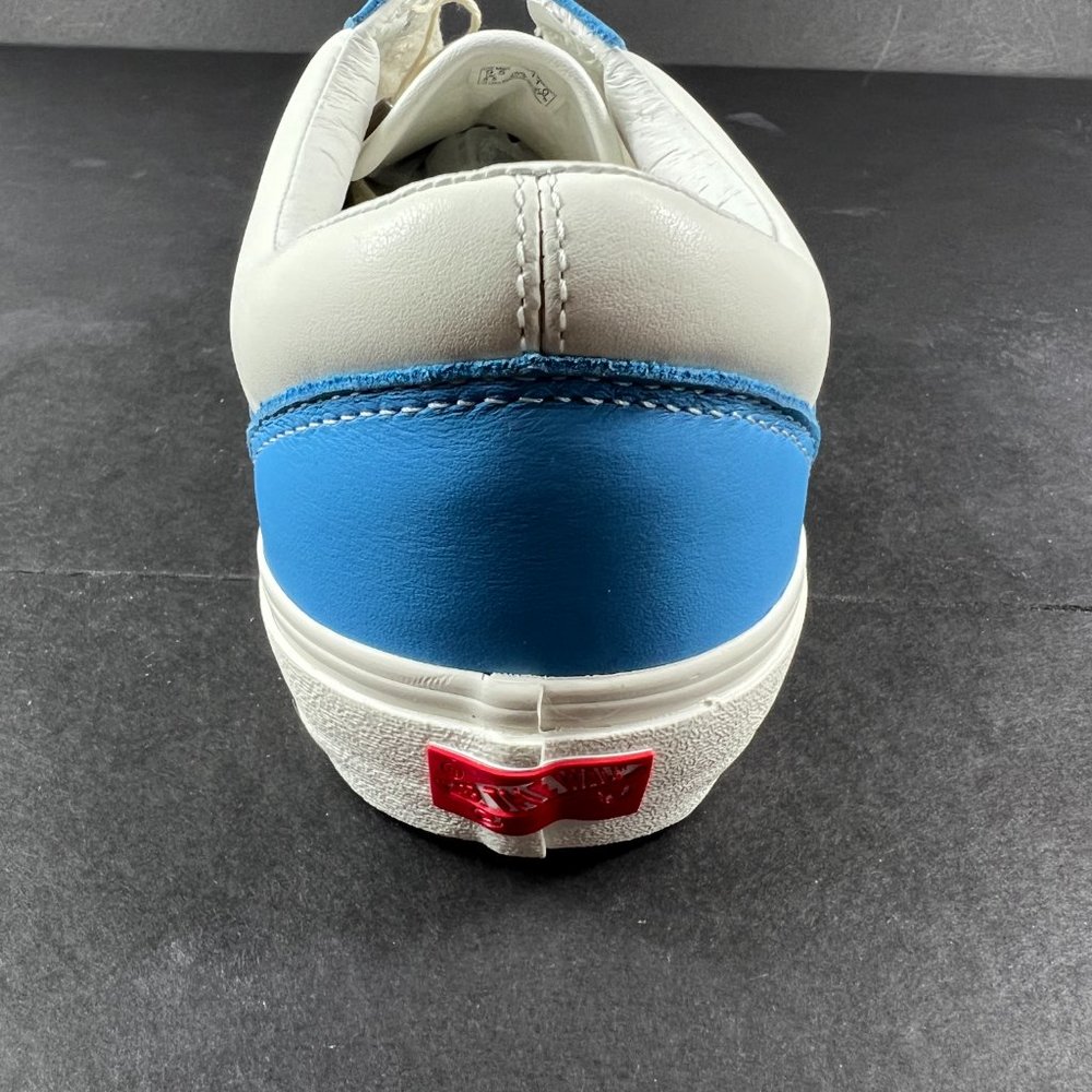 VANS Shoe Men Old Skool Vault Leather White Bonnie Blue Sneaker VN0A4BVFXG01 - Picture 4 of 14